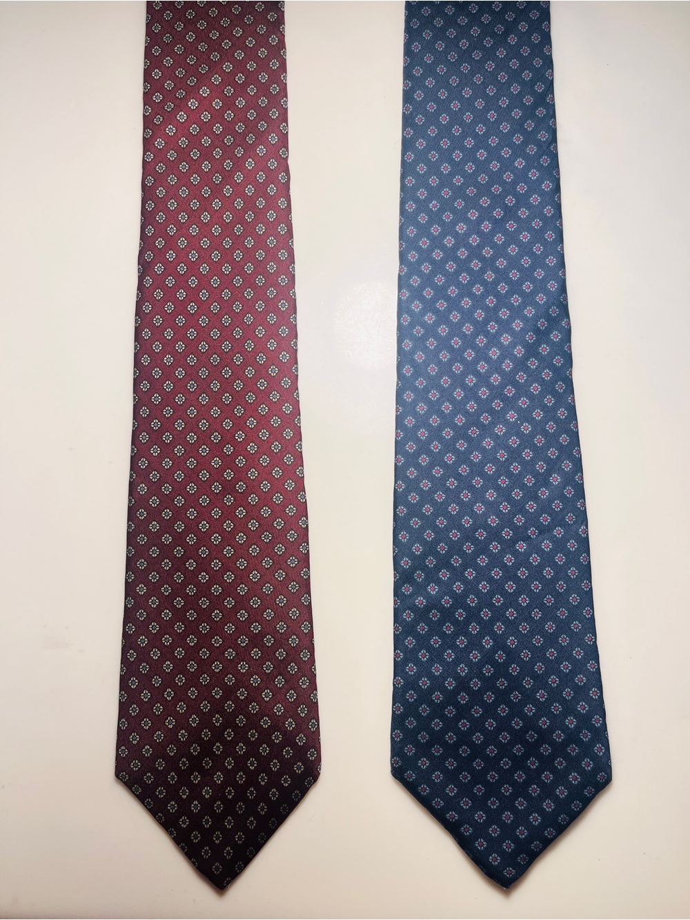Vintage Yves Saint Laurent Burgundy and Navy Silk Ties